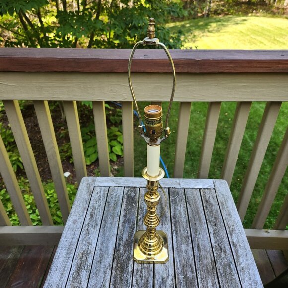 Baldwin Solid Brass Table Lamp Classic Traditional Colonial Candlestick Light 21 - Picture 6 of 10
